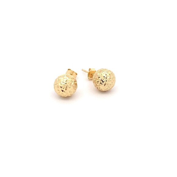 18K Yellow Gold Earrings Stud Ball Textured 1.44 grams - Picture 1 of 13